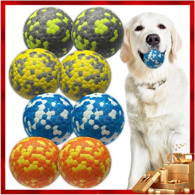 Inbelive Dog Balls, Indestructible Tennis Balls for Dogs, Durable Bouncy Dog Toy Balls for Aggressive Chewers, Interactive Dog Toys for Fetch Game, Lightweight Floating Dog Toys (4 Balls)