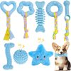 Inbelive 20Pcs Puppy Chew Toys for Teething, Dog Chew Toys with Rope Toys, Pet Dog Toothbrush, Treat Balls, Dog Plush Toys and Squeaky Toys for Small Medium Dogs, Cute Dog Toy with Basket