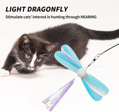 Inbelive Cat Wand Toy Refills Natural Feathers Replacement Teasers, 4Pcs Different Senses Replacement Teasers Arouse Cat Desire to Hunt