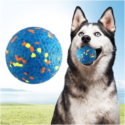 Inbelive Dog Balls, Indestructible Tennis Balls for Dogs, Durable Bouncy Dog Toy Balls for Aggressive Chewers, Interactive Dog Toys for Fetch Game, Lightweight Floating Dog Toys (4 Balls)