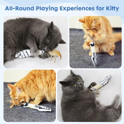 Inbelive 3 Pack Cute Catnip Toys with Feather Silvervine Rope & Bells for Cats, Cat Feather Toys with Catnip Cat Kicker Toys Cat Toys with Feather Bells