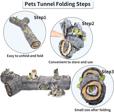 Inbelive Large Cat Tunnel, 3 Way Collapsible Tube with Peek Holes Cat Tunnels for Indoor Cats Interactive Maze Toy for Kitty Puppy Rabbits Ferrets Squirrels Guinea Pigs Chinchillas