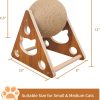 Inbelive Cat Toys Sisal Scratcher Ball, Natural Sisal Cat Scratching Ball, Cat Scratcher Toy with Ball, Scratching Ball for Cats and Kittens, Interactive Solid Wood Scratcher Pet Toy, Diameter 6.5 Inch