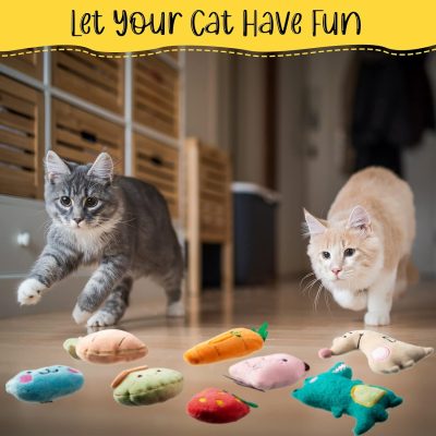 Inbelive 50 Pcs Catnip Toys for Indoor Cat Plush Cats Toys Bulk Interactive Catnip Filled Kitten Toys Cat Chew Toy Pet Cats Supplies