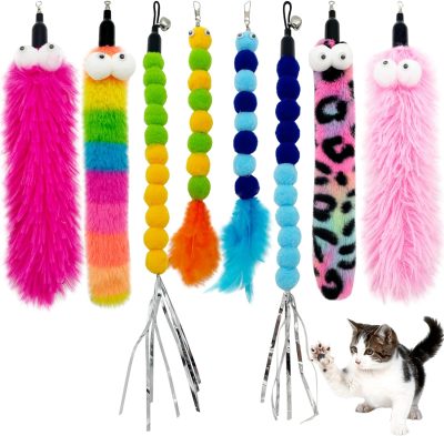 Inbelive Cat Feather Toys Refill Cat Wand Replacement Feathers, 16 PCS Cat Toy Feather Refills, Cat Wand Attachments Feathers for Cat Toys
