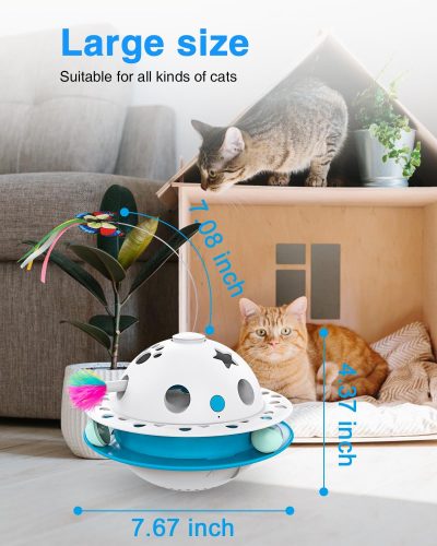 Inbelive 3 in 1 Smart Cat Toys, Interactive Cat Roly Poly Toy, Electric Indoor Kitten Toys, Fluttering Butterfly,Random Whack-A-Mole Mice, 1 Pcs Catnip Balls,Auto On/Off (Blue)