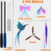 Inbelive 2024 latest Cat Toys, 2 in 1 Spring Cat Wand Toy with 2PCS Ultra-long Cat Teaser, 4PCS Spring Steel Wire & 5PCS Feather Refills for Kitty Kitten Indoor Cats Cat Accessories