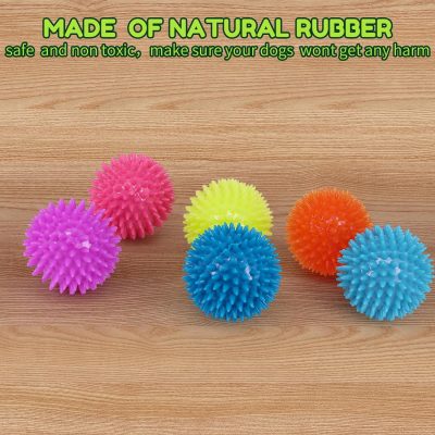 Inbelive 2.5" Squeaky Dog Balls for Small Medium Dogs, 6 Pack Small Dog Chew Toys with Spike, Puppy Toys for Teeth Cleaning and Training (Green 6 Pack)