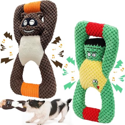 Inbelive Squeaky Dog Chew Toys for Aggressive Chewers, Dog Toys for Large Medium Small Breed Dog, Indestructible Tough Durable Dogs Toys Interactive Puppy Teeth Clean Natural Rubber(Raccoon & Zombie)