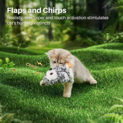 Inbelive Flapping Snowy Owl Cat Toys, Lifelike Bird Chirp, Rechargeable Owl Touch Activated Kitten Toy, Interactive Catnip Kicker Exercise Toys 4.0" for All Breeds