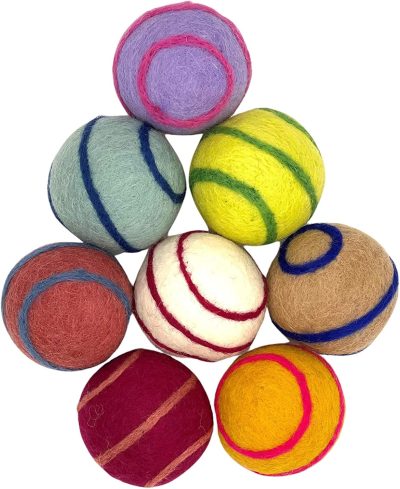 Inbelive Wool Ball Cat Toys, Eco Friendly Safe for Cats Ferrets and Small Animals, Safe Pet Balls for Indoor and Outdoor Use, (Extra Lg - Spiral)