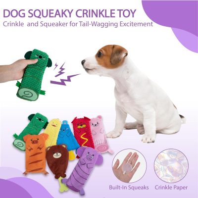 Inbelive Dog Toy, 8 Pack Dog Squeaky Toys for Chewer Small, Medium, and Large Breed,Cute Durable Interactive Dog Toys for Indoor Puppy Teething, Pet Entertaining, Fun, with Squeaker & Crinkle Paper