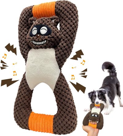 Inbelive Squeaky Dog Chew Toys for Aggressive Chewers, Dog Toys for Large Medium Small Breed Dog, Indestructible Tough Durable Dogs Toys Interactive Puppy Teeth Clean Natural Rubber(Raccoon & Zombie)
