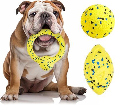 Inbelive Dog Balls Tennis Ball Toys Dog Toys for Aggressive Chewers Durable Teething Chew Toys Water Toy Fetch Balls for Large Medium Small Dog and Puppies (4 Balls)