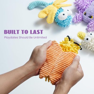 Inbelive Small Medium Dog Toys, Soft Fabric Squeaky Puppy Toys, Keep Dogs Busy, Plush Durable Stuffed Crinkle Pet Chew Toys for Medium, Small Puppy Dogs, Cute Pet Teething Toys, 5 Packs