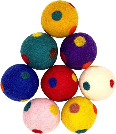 Inbelive Wool Ball Cat Toys, Eco Friendly Safe for Cats Ferrets and Small Animals, Safe Pet Balls for Indoor and Outdoor Use, (Extra Lg - Spiral)