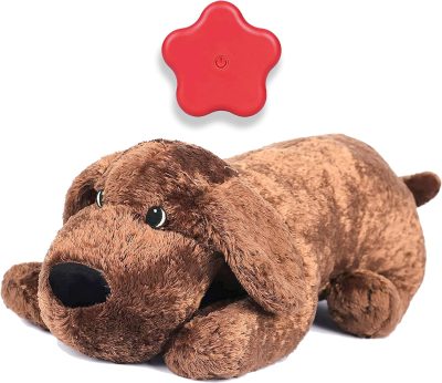 Inbelive Dog Heartbeat Toy for Puppy Anxiety Relief, Heartbeat Stuffed Animal Heartbeat Plush Toy for Small, Medium, and Large Dogs (Brown)