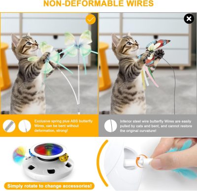Inbelive 4 in 1 Cat Toys Rechargeable with 2000mAh Battery, Interactive Cat Toys for Indoor Cats, Track Balls Kitten Toy, Fluttering Butterfly, Electronic Whack a Mole for All Breeds