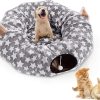 Inbelive Large Cat Tunnel Bed with Plush Cover,Fluffy Toy Balls, Small Cushion and Flexible Design- 10 inch Diameter, 3 ft Length- Great for Cats, and Small Dogs, Rainbow Wave Color