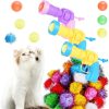 Inbelive 158pcs Cat Ball Launcher Set, Interactive Cat Toy Pom Pom Balls for Bored, Lightweight and Silent Cat Toys Pet Ball Launcher Plush Ball Shoot Gun Toy for Indoor Cats Kitten (Glitter Balls)