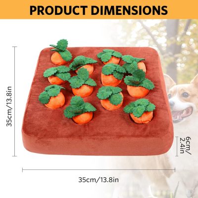 Inbelive Dog Carrot Toy, Enrichment Dog Puzzle Toys, Hide and Seek Carrot Farm Dog Plush Chew Toys for Small Medium and Large Dogs Cats with 12 Carrots