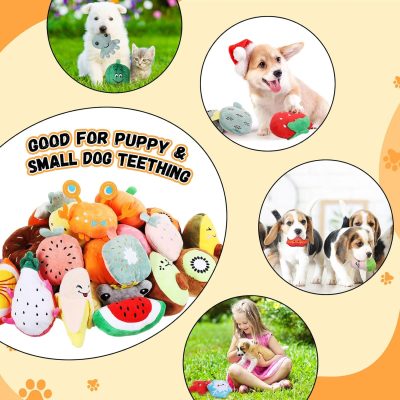Inbelive 80 Pcs Dog Squeaky Toys Bulk for Small Puppy Dog Stuffed Plush Chew Toys Small Medium Dogs PET Toys with Squeakers for Puppies Teething (Novel Style)