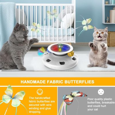 Inbelive 4 in 1 Cat Toys Rechargeable with 2000mAh Battery, Interactive Cat Toys for Indoor Cats, Track Balls Kitten Toy, Fluttering Butterfly, Electronic Whack a Mole for All Breeds