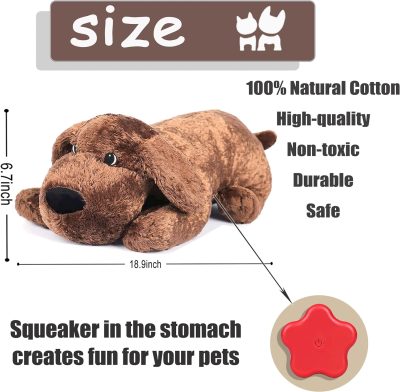 Inbelive Dog Heartbeat Toy for Puppy Anxiety Relief, Heartbeat Stuffed Animal Heartbeat Plush Toy for Small, Medium, and Large Dogs (Brown)