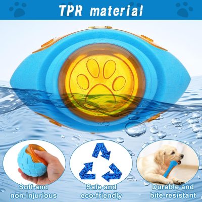 Inbelive 4 Pcs Dog Pool Floating Toys - Squeaky & Glowing Dog Water Toys, Safe Durable TPR Interactive Dog Toys for Aggressive Chewers Large Dogs Fetching Playing