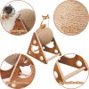 Inbelive Cat Toys Sisal Scratcher Ball, Natural Sisal Cat Scratching Ball, Cat Scratcher Toy with Ball, Scratching Ball for Cats and Kittens, Interactive Solid Wood Scratcher Pet Toy, Diameter 6.5 Inch