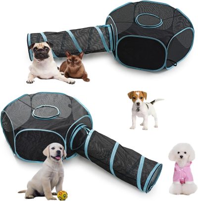 Inbelive Cat Furniture Tent for Indoor and Outdoor Playpen Portable Cat Tunnels, Outdoor Kennel (2 Cube + 3-Way Tunnel)