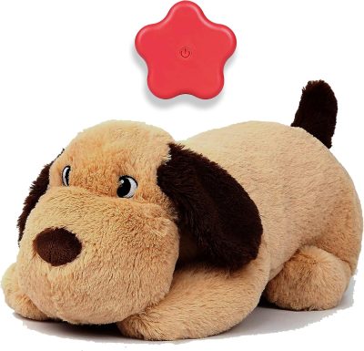 Inbelive Dog Heartbeat Toy for Puppy Anxiety Relief, Heartbeat Stuffed Animal Heartbeat Plush Toy for Small, Medium, and Large Dogs (Brown)