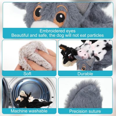 Inbelive 10 Pcs Dog Squeaky Toys No Stuffing Pet Toys Crinkle Dog Toy for Aggressive Chewers Plush Teething Puppy Squeak Toys Animals Chew Toys for Small Medium Large Pets, 10 Styles(Classic Style)