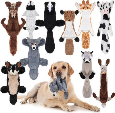 Inbelive 10 Pcs Dog Squeaky Toys No Stuffing Pet Toys Crinkle Dog Toy for Aggressive Chewers Plush Teething Puppy Squeak Toys Animals Chew Toys for Small Medium Large Pets, 10 Styles(Classic Style)