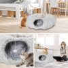 Inbelive Plush Cat Tunnel Bed for Indoor Cats, Collapsible Cat Donut Tunnel with Central Mat, Fluffy Cat Cave Tube with Hanging Ball for Cat Kitten Rabbit Puppy Ferret