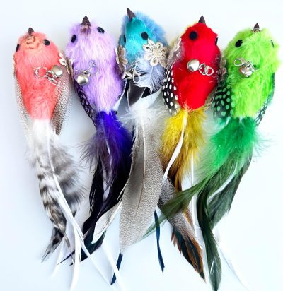 Inbelive Cat Feather Toy Refill Cat Wand Attachments, 5 PCS Feathers Cat Toy Refills, Cat Wand Replacement Feather Bird for Cat Toy