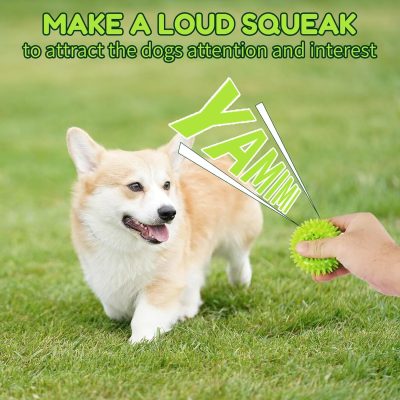Inbelive 2.5" Squeaky Dog Balls for Small Medium Dogs, 6 Pack Small Dog Chew Toys with Spike, Puppy Toys for Teeth Cleaning and Training (Green 6 Pack)