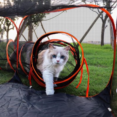 Inbelive Cat Tunnel Tube Cat Enclosures Foldable Cat Tent Small Animal Playpen Bunny Cage Cat Toy Pet Tents Outdoor Indoor for Fun Orange with Storage Bag