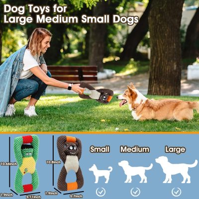 Inbelive Squeaky Dog Chew Toys for Aggressive Chewers, Dog Toys for Large Medium Small Breed Dog, Indestructible Tough Durable Dogs Toys Interactive Puppy Teeth Clean Natural Rubber(Raccoon & Zombie)
