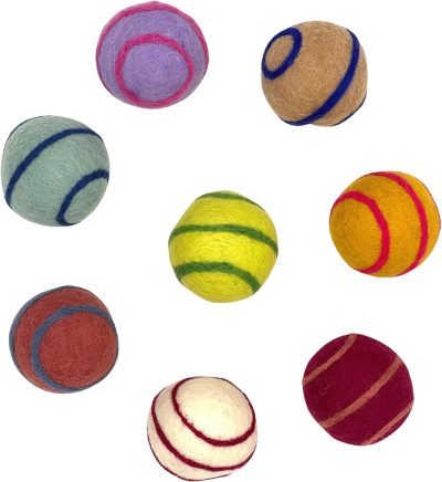 Inbelive Wool Ball Cat Toys, Eco Friendly Safe for Cats Ferrets and Small Animals, Safe Pet Balls for Indoor and Outdoor Use, (Extra Lg - Spiral)