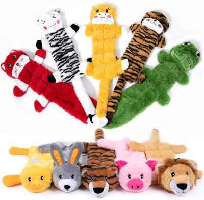 Inbelive Dog Squeaky Toys, 5 PCS Crinkle Plush Dog Toys, No Stuffing Dog Toys for Small Medium Large Dogs, Stuffless Puppy Toys for Boredom