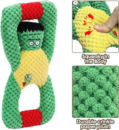 Inbelive Squeaky Dog Chew Toys for Aggressive Chewers, Dog Toys for Large Medium Small Breed Dog, Indestructible Tough Durable Dogs Toys Interactive Puppy Teeth Clean Natural Rubber(Raccoon & Zombie)