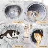 Inbelive Plush Cat Tunnel Bed for Indoor Cats, Collapsible Cat Donut Tunnel with Central Mat, Fluffy Cat Cave Tube with Hanging Ball for Cat Kitten Rabbit Puppy Ferret