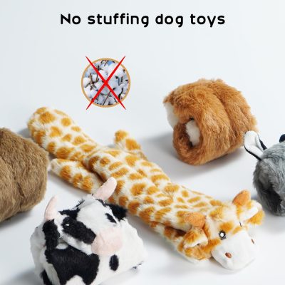 Inbelive Dog Squeaky Toys, 5 PCS Crinkle Plush Dog Toys, No Stuffing Dog Toys for Small Medium Large Dogs, Stuffless Puppy Toys for Boredom