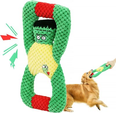 Inbelive Squeaky Dog Chew Toys for Aggressive Chewers, Dog Toys for Large Medium Small Breed Dog, Indestructible Tough Durable Dogs Toys Interactive Puppy Teeth Clean Natural Rubber(Raccoon & Zombie)