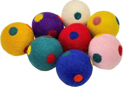 Inbelive Wool Ball Cat Toys, Eco Friendly Safe for Cats Ferrets and Small Animals, Safe Pet Balls for Indoor and Outdoor Use, (Extra Lg - Spiral)