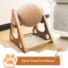 Inbelive Cat Toys Sisal Scratcher Ball, Natural Sisal Cat Scratching Ball, Cat Scratcher Toy with Ball, Scratching Ball for Cats and Kittens, Interactive Solid Wood Scratcher Pet Toy, Diameter 6.5 Inch
