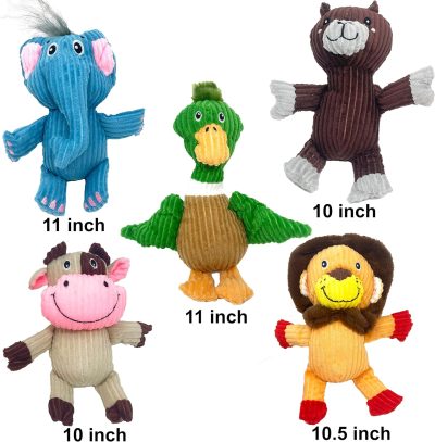 Inbelive 5 Pack Tough Layer Plush Dog Toys Assortment Value Bundle Dog Squeaky Toys Assortment Puppy Pet Mutt Dog Toy Dog Squeak Toy for Medium Large Dogs
