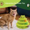 Inbelive Cat Toy Roller,3 Levels Tower with Six Multiple Balls Cat Turntable Toy,Funny Interactive Cat Toys for Indoor,Funny Puzzle Toy for Kitten Pet Cats,Do Exercise&Play Game (Yellow-Green)