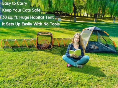 Inbelive Portable Outdoor Cat Enclosures for Indoor Cats, 4-in-1 Large Cat Tent Outdoor with Tunnel for Cats and Other Pets